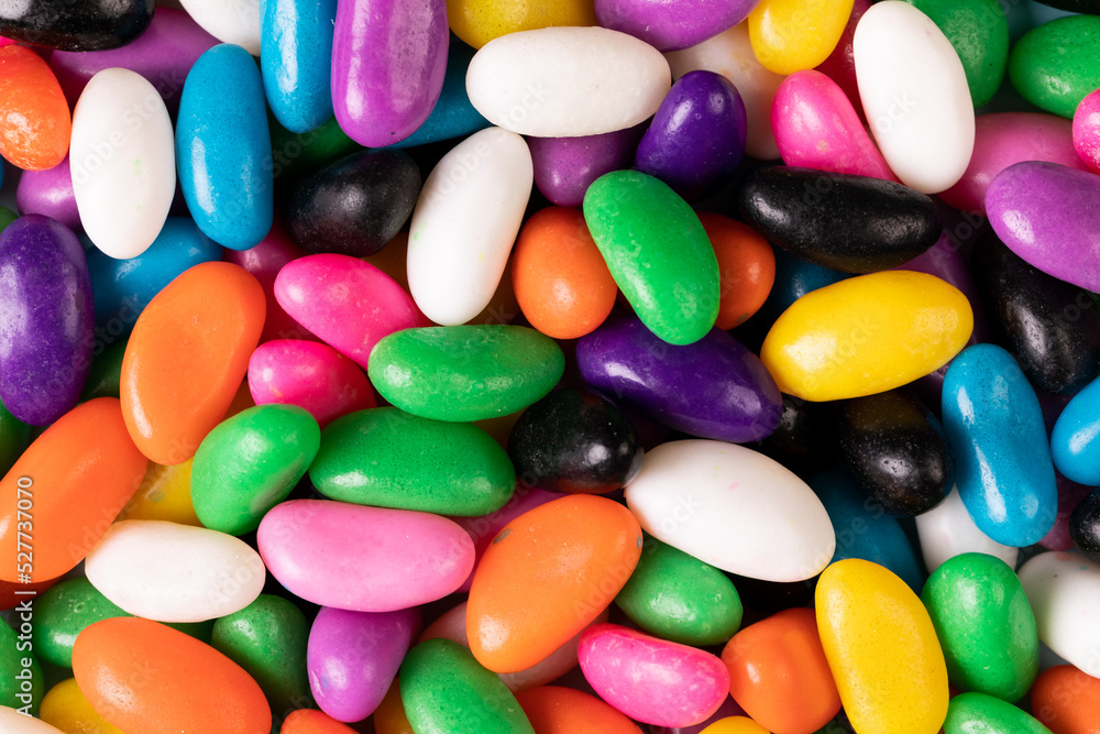 Directly above view of full frame multi colored sweet candies Directly above view of full frame multi colored sweet candies