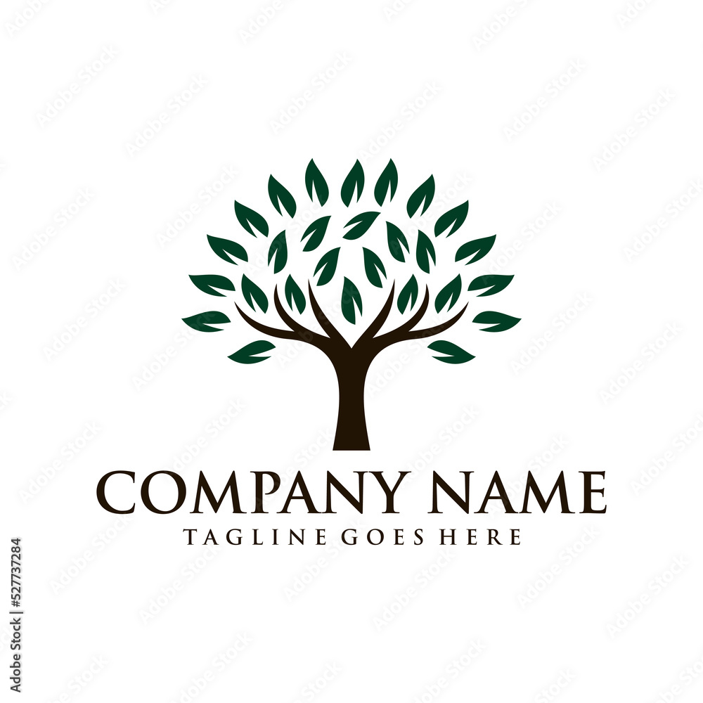 Fototapeta premium tree logo design, tree logo vector, leaf logo design, tree, leaf, farm, floral, wood