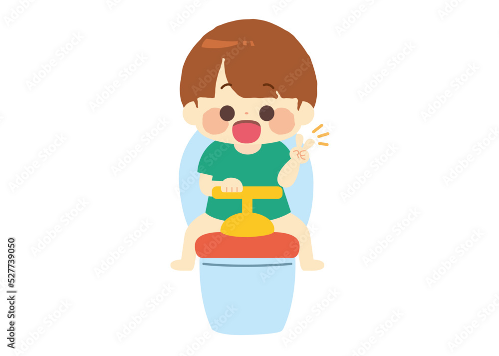 トイレに座っている子供 トイレに座っている子供