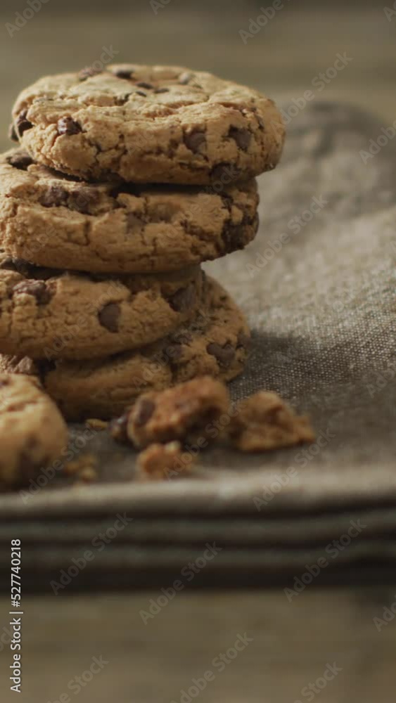 Video of biscuits with chocolate on wooden background Video of biscuits with chocolate on wooden background