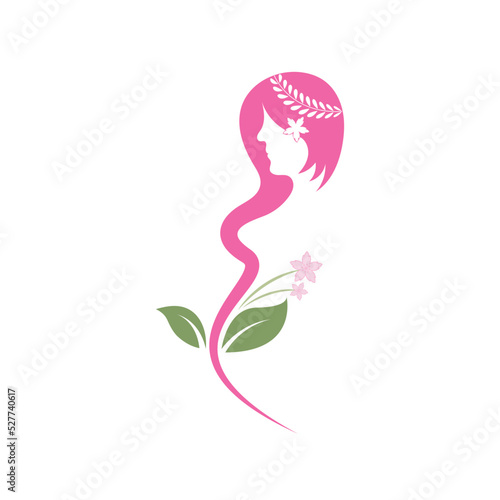 pregnant women with leaf and flower vector icon concept design