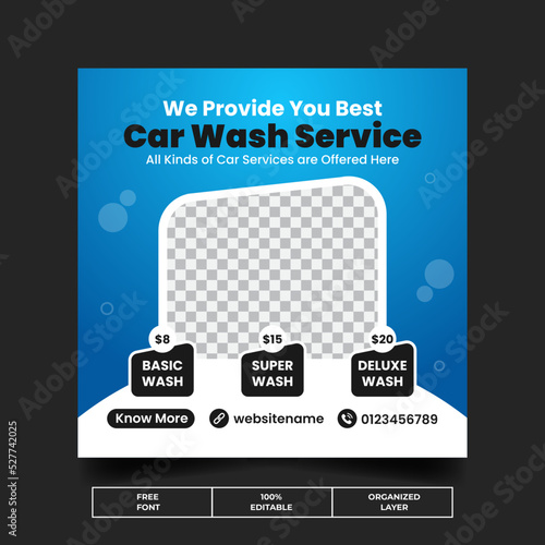 Auto Mobile Car Wash and Repair Social Media Post Design