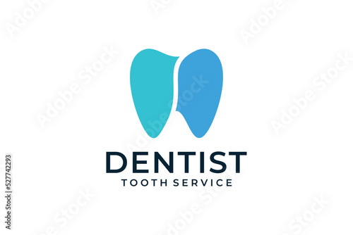 Flat blue dental logo design vector