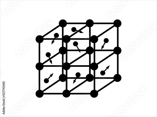 Volumetric Crystal lattice. The position of atoms in a crystal. 
Vector illustration.