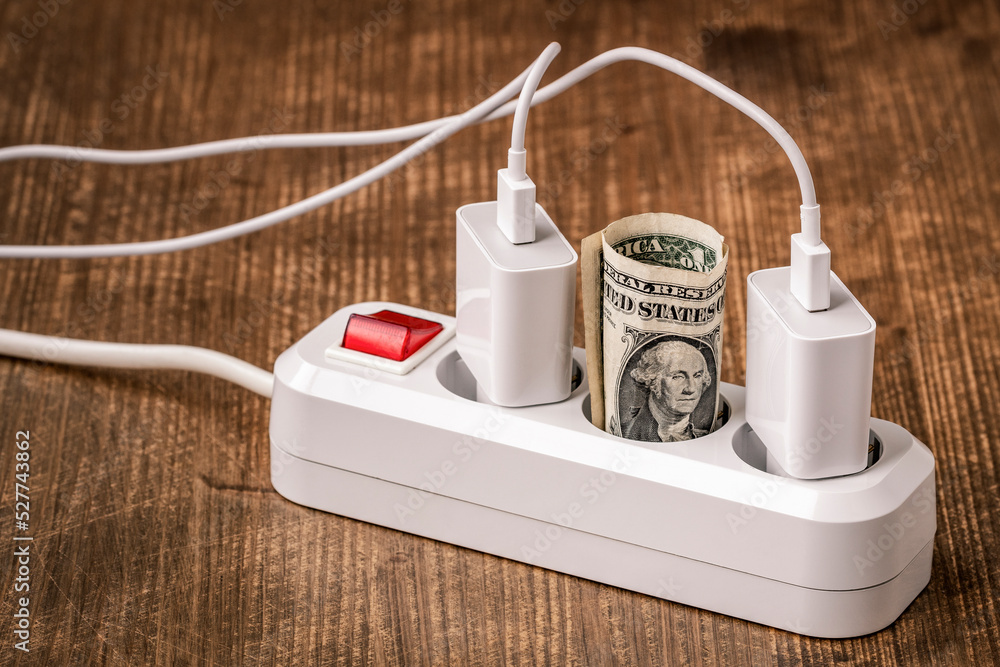 Electric extension cord and money Electric extension cord and money