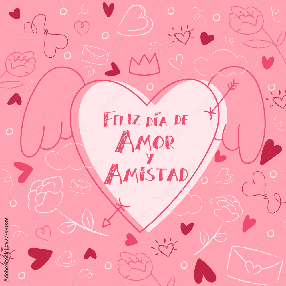 día del amor y la amistad: ilustración vectorial de corazones rosados para post de redes sociales