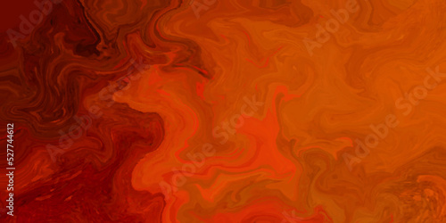 Fire flames on a orange background with Luxurious colorful liquid marble surfaces design. Abstract color acrylic pours liquid marble surface design. Beautiful fluid abstract paint background.
