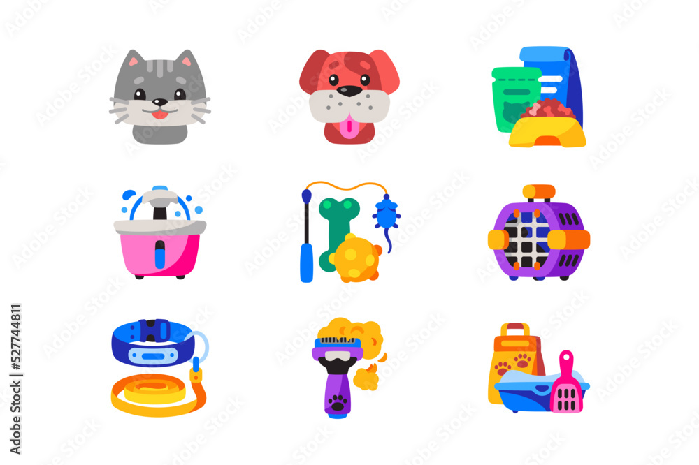 Fototapeta premium Veterinary clinic, pet care icons set
