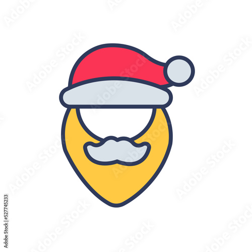 Flat filled outline modern vector icon for santa claus
