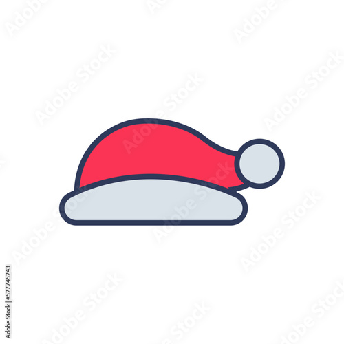 Flat filled outline modern vector icon for santa hat