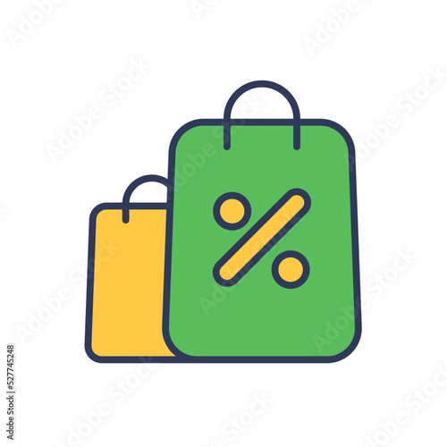 Flat filled outline modern vector icon for shopping