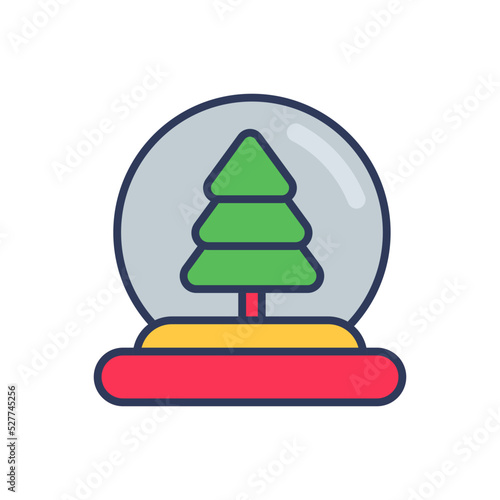 Flat filled outline modern vector icon for snowglobe