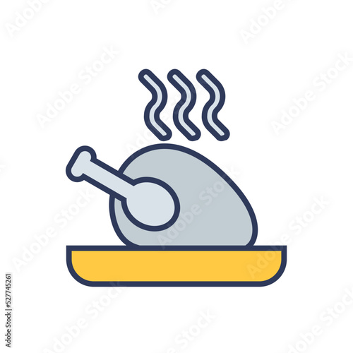 Flat filled outline modern vector icon for turkey