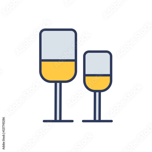 Flat filled outline modern vector icon for wine glass