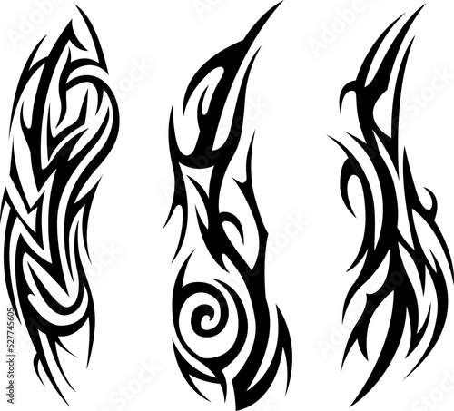 Vector tribal tattoo. Silhouette illustration. Isolated abstract element set.