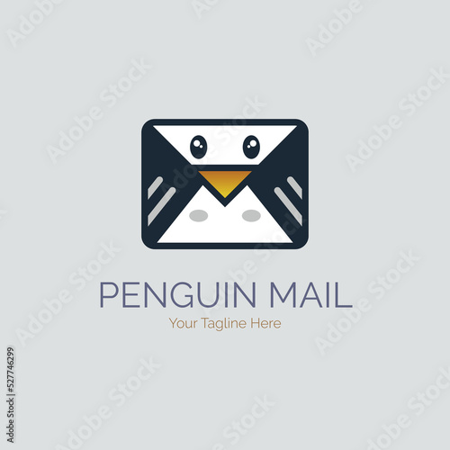 penguin mail envelope logo template design for brand or company and other