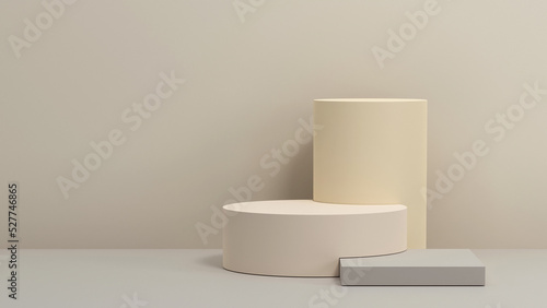 3D rendering product stand display podium pastel color background