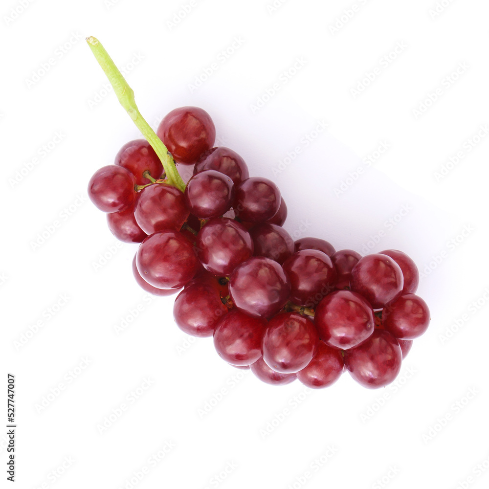 Fototapeta premium Bunch of red grape isolated on white background , top view , flat lay.