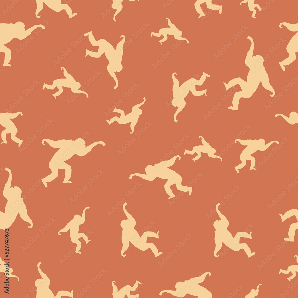 Scattered monkey repeating seamless pattern
