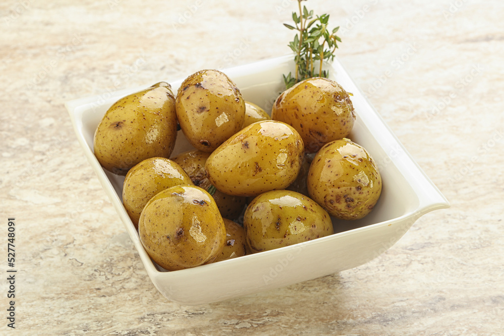 Boiled baby potato in the bowl Boiled baby potato in the bowl