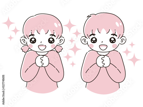 ときめく男の子と女の子のイラストセット