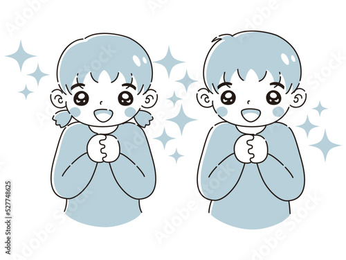 ときめく男の子と女の子のイラストセット