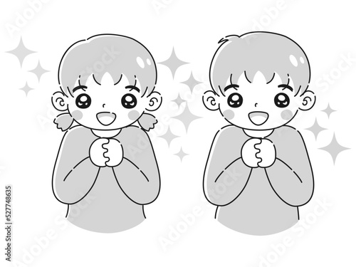 ときめく男の子と女の子のイラストセット