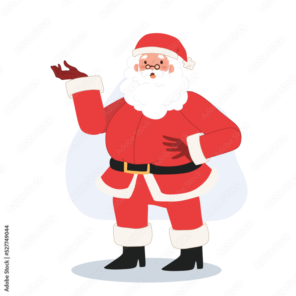 happy smiling Santa claus is giving some advicem santa claus is speaking . flat Vector cartoon character illustration. happy smiling Santa claus is giving some advicem santa claus is speaking . flat Vector cartoon character illustration.