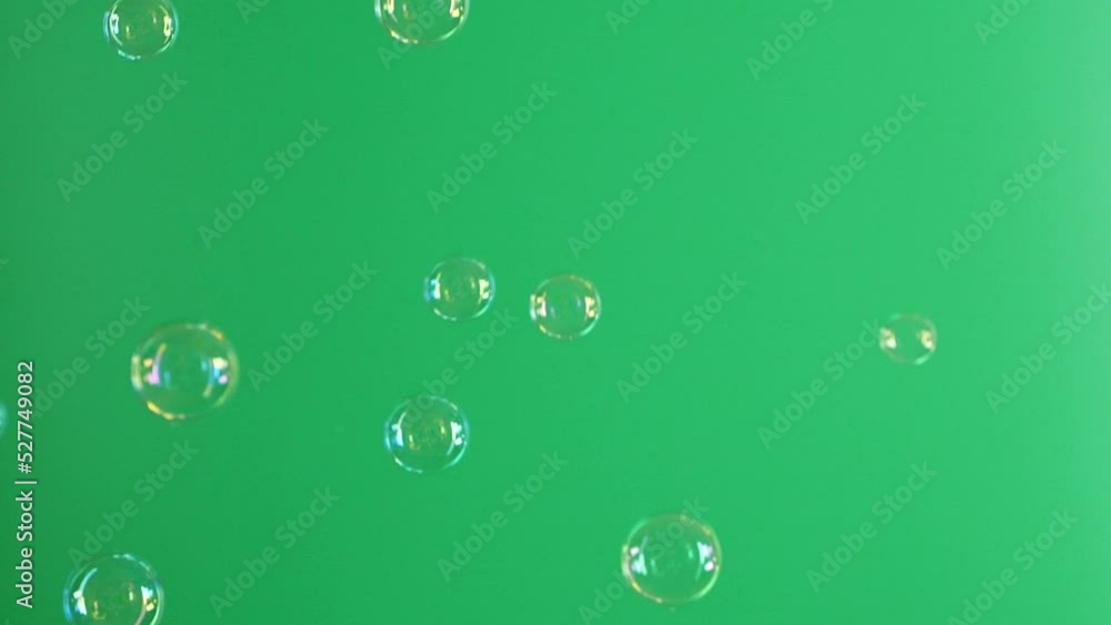 Slow motion of soap air bubbles texture on chroma key green screen ...