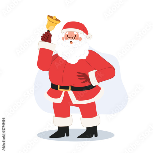 Santa claus is ringing the bell. annoucement. attiontion. Winter sale .Vector illustration.