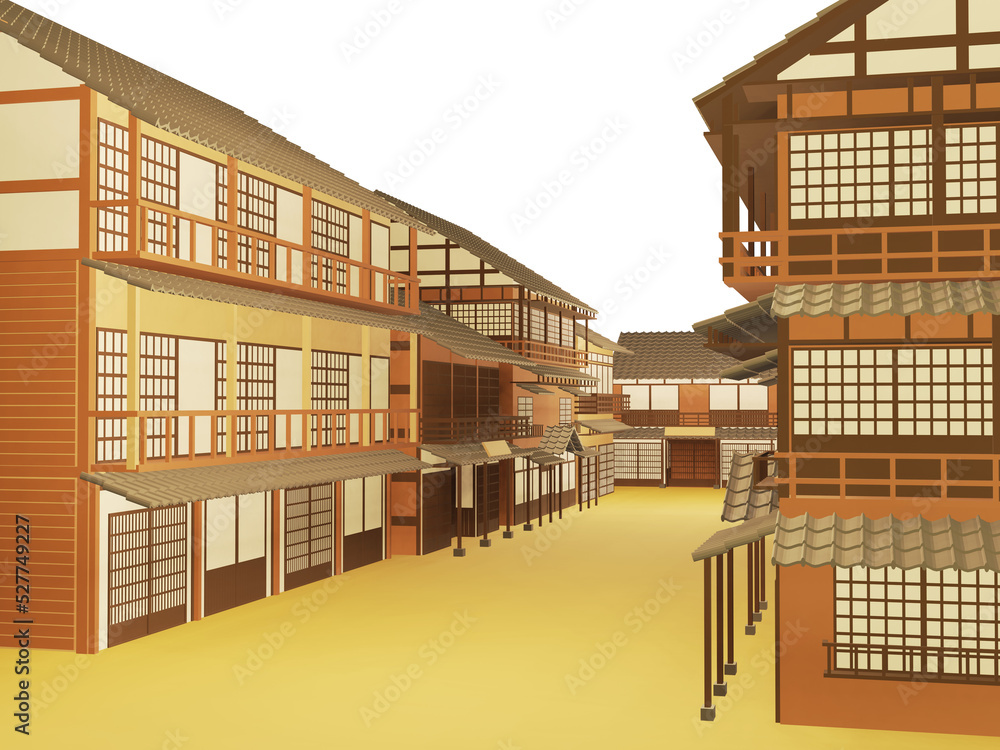昔の街並み 温泉宿 3D 昔の街並み 温泉宿 3D