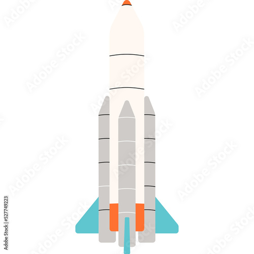 Fototapeta Naklejka Na Ścianę i Meble -  Space rocket in simple flat line png style. Abstract trending colorful illustration, cosmos, ship, vessel, apparatus, astronomy, study, explore, universe. Design for sticker, logo, patch, icons.
