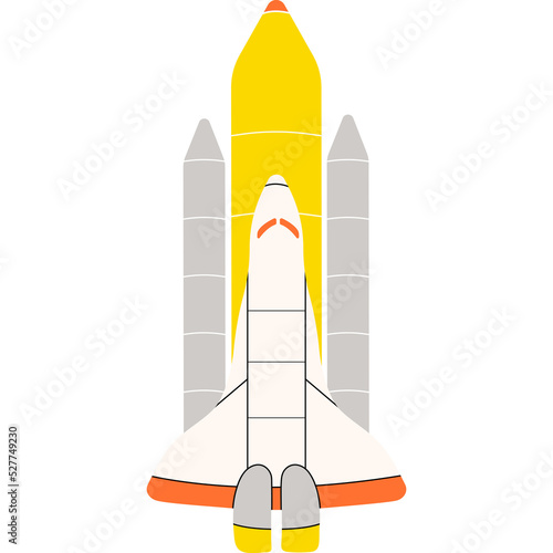 Fototapeta Naklejka Na Ścianę i Meble -  Spaceship, shuttle in flat line png style. Jet plane, nasa, astronomy, cosmos, technology, travel, vehicle, apparatus, explore. Abstract on a blank background illustration for sticker, icons, patches