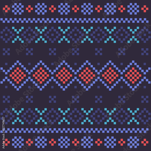 Georgian traditional ornaments. Embroidered print for carpet, textile, wallpaper, and wrapping paper. Ethnic and tribal motifs. Vector illustration.