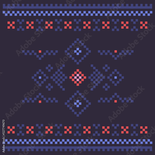 Georgian traditional ornaments. Embroidered print for carpet, textile, wallpaper, and wrapping paper. Ethnic and tribal motifs. Vector illustration.