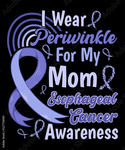 Esophageal Cancer Awareness Lettering T-shirt Design With Periwinkle Ribbon Best for Print Design Like T-shirt, Mug, Frame and Other