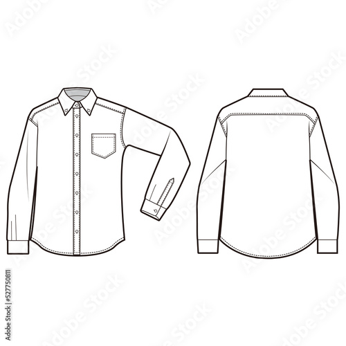 Button down collar shirt Flat Drawing Fashion Flat Sketches