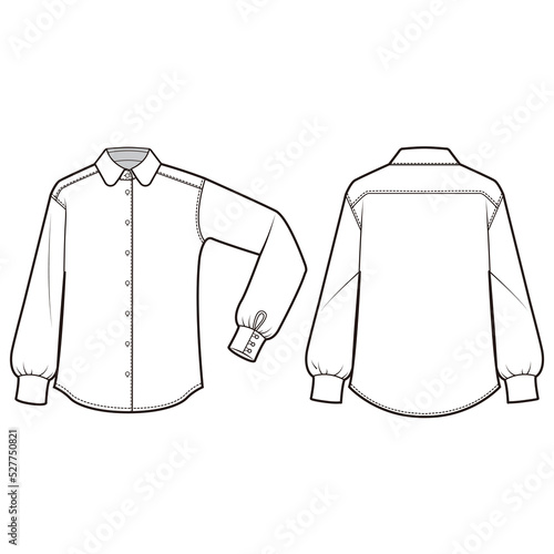 Round collar shirt Flat Drawing Fashion Flat Sketches photo