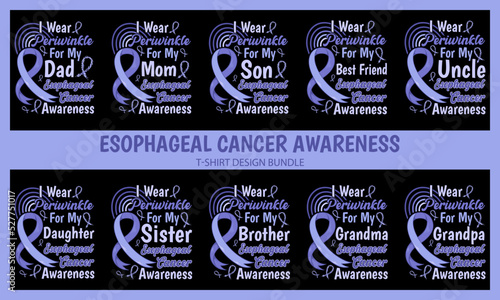 Esophageal Cancer Awareness Lettering T-shirt Design With Periwinkle Ribbon Best for Print Design Like T-shirt, Mug, Frame and Other