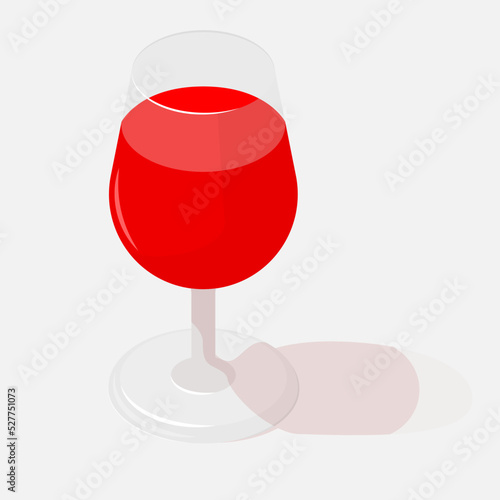 Vector glass red wine on a white background. Isometric summer wineglass concept illustration.