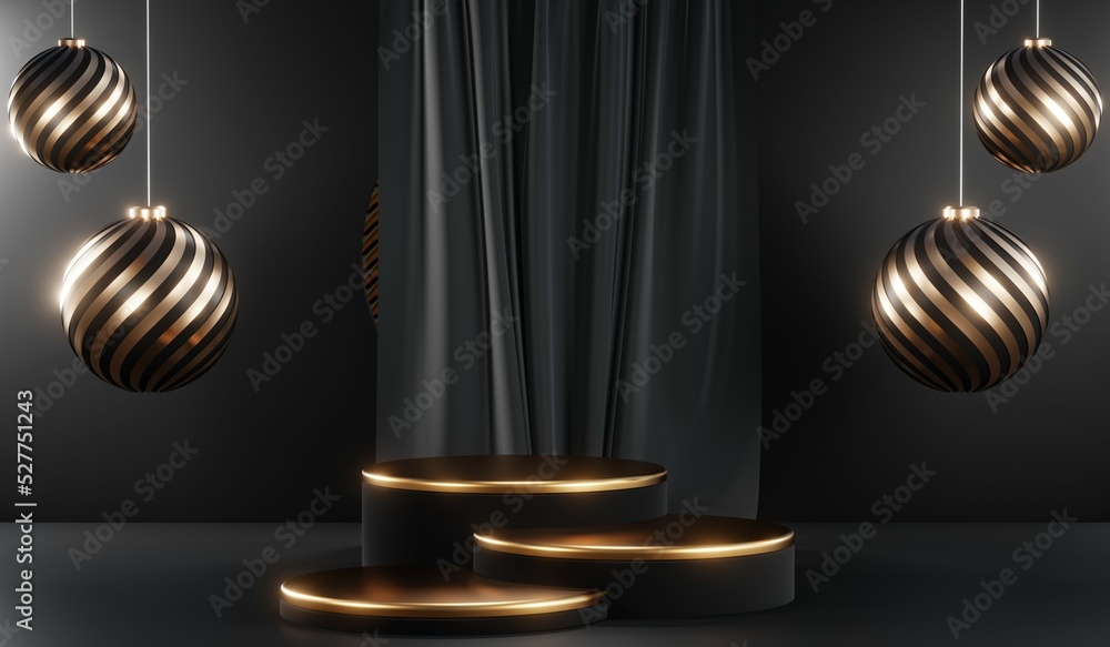 3D rendering of blank product background for cream cosmetics Modern black podium background 3D rendering of blank product background for cream cosmetics Modern black podium background