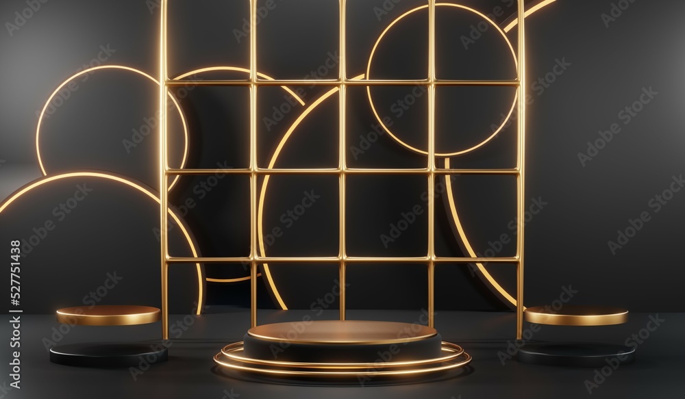 3D rendering of blank product background for cream cosmetics Modern black podium background 3D rendering of blank product background for cream cosmetics Modern black podium background