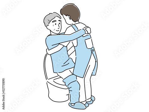 排泄の介助をするイラスト