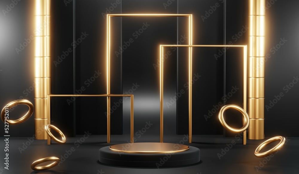 3D rendering of blank product background for cream cosmetics Modern black podium background 3D rendering of blank product background for cream cosmetics Modern black podium background