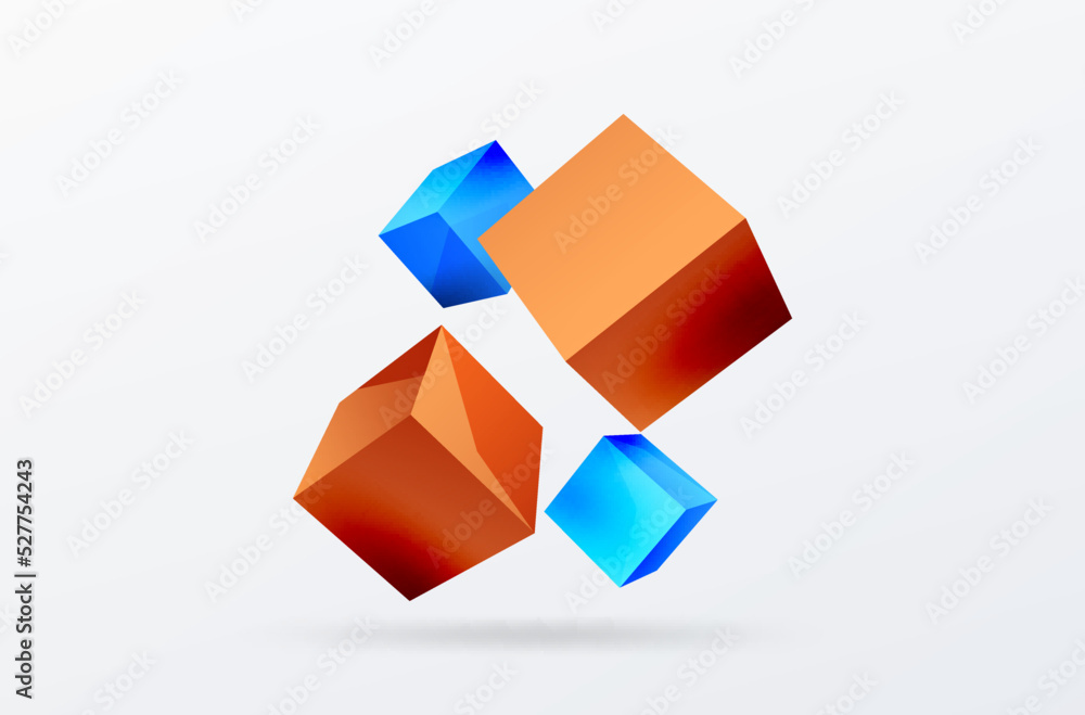 3d vector abstract background. Flying cubes composition. Trendy techno business template for wallpaper, banner, background or landing 3d vector abstract background. Flying cubes composition. Trendy techno business template for wallpaper, banner, background or landing