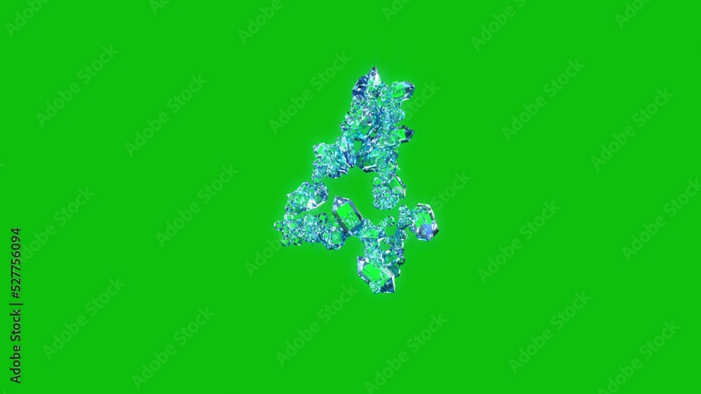blue glowing crystals number 4 - diamonds or ice crystals alphabet, isolated - loop video blue glowing crystals number 4 - diamonds or ice crystals alphabet, isolated - loop video