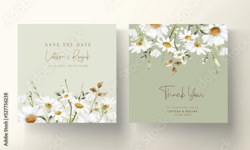 elegant daisy flower wedding invitation card template