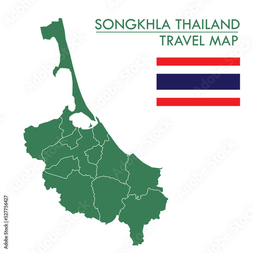 Songkhla province green map is one of Thailand. photo