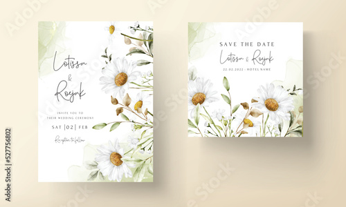 elegant daisy flower wedding invitation card template