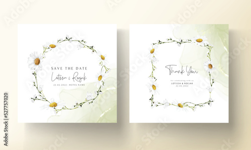 elegant daisy flower wedding invitation card template
